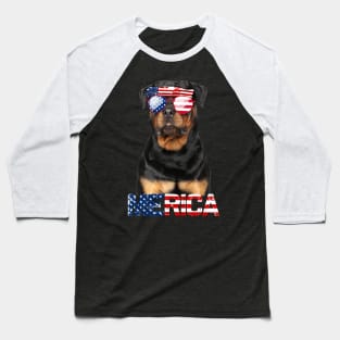 Merica Rottweiler Dog American Flag 4Th Of July Baseball T-Shirt